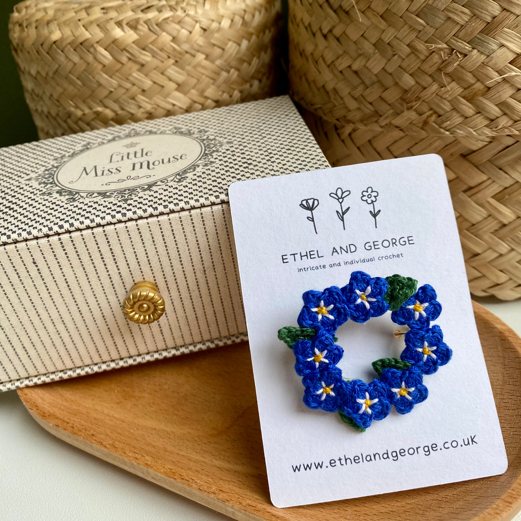 Forget Me Not Floral Wreath Brooch