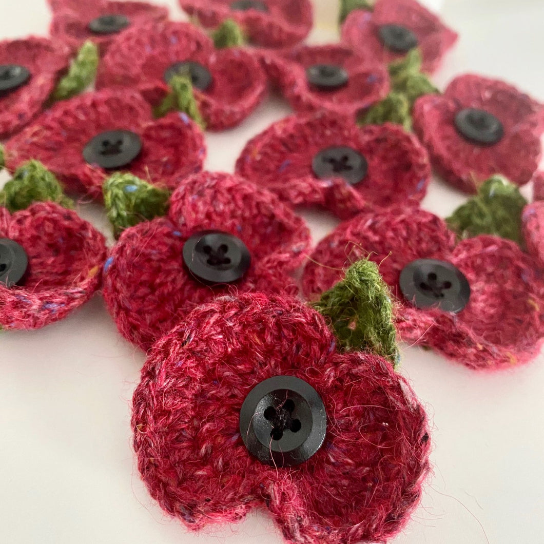 Tweed Poppy Brooch